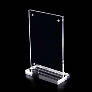 Dancing Acrylic Sign Holder 4 x 6 Horizontal Double-Sided Clear Plastic Desktop T Shape Table Top Display Stand Frame for Wedding Number Card